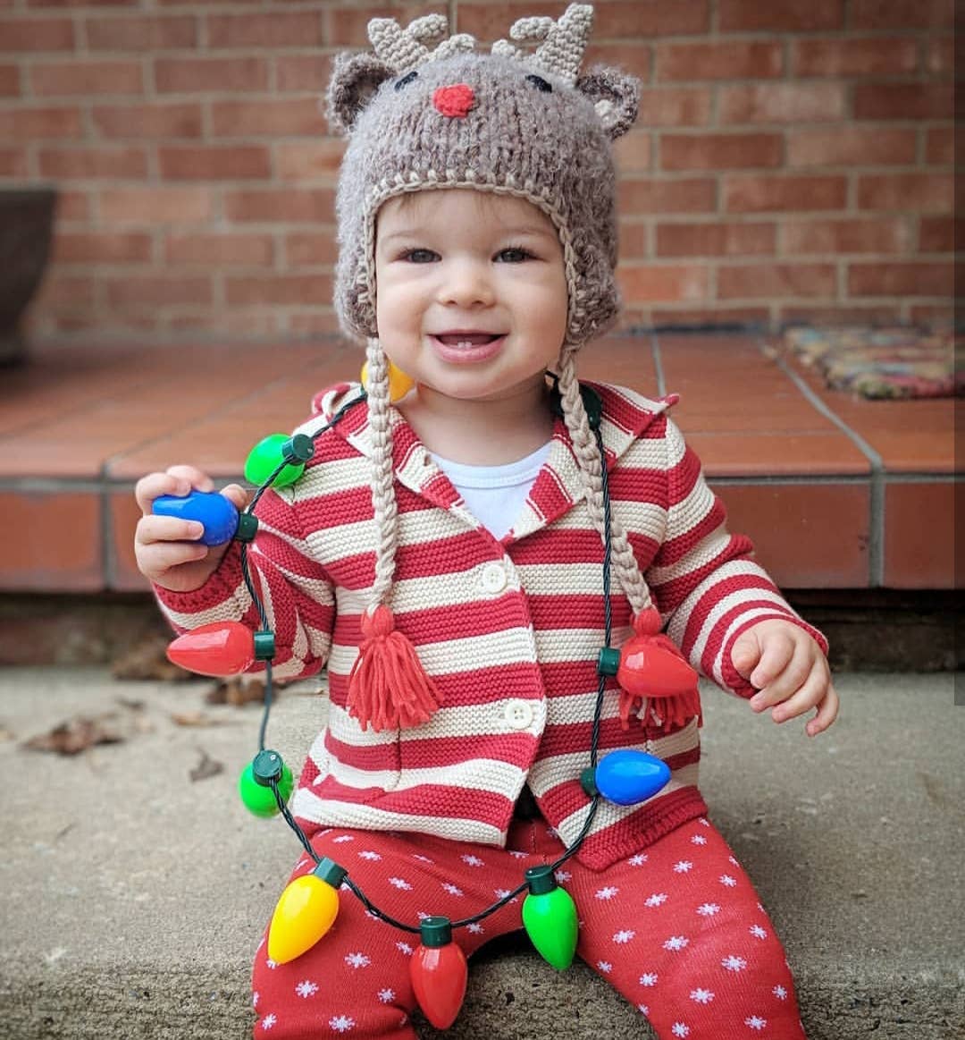 Knit Beanie Hat for Kids - Rudolph the Reindeer