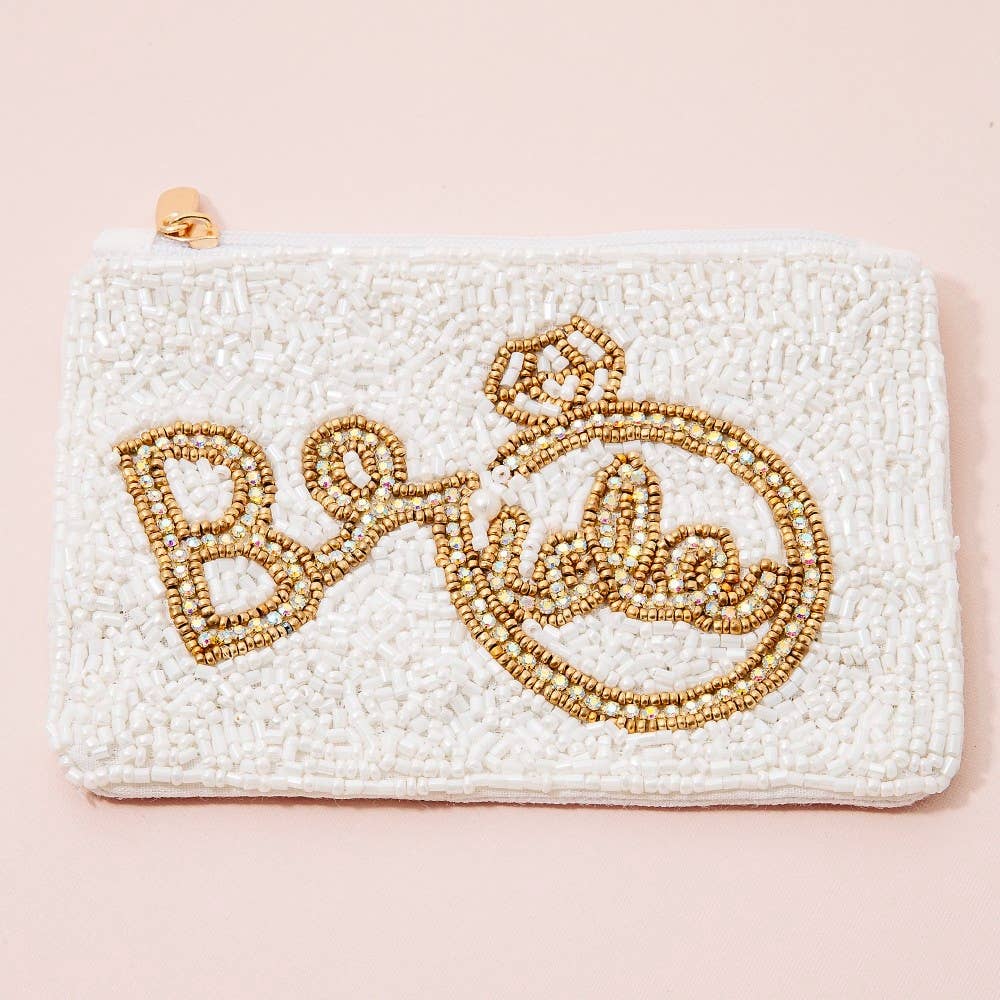 Bride & Ring Seed Beaded Coin Purse