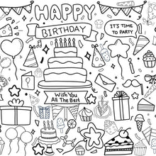 Load image into Gallery viewer, Coloring Table Cover/Poster - Birthday