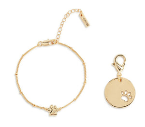 Collar Charm/Bracelet Set - Gold Paw