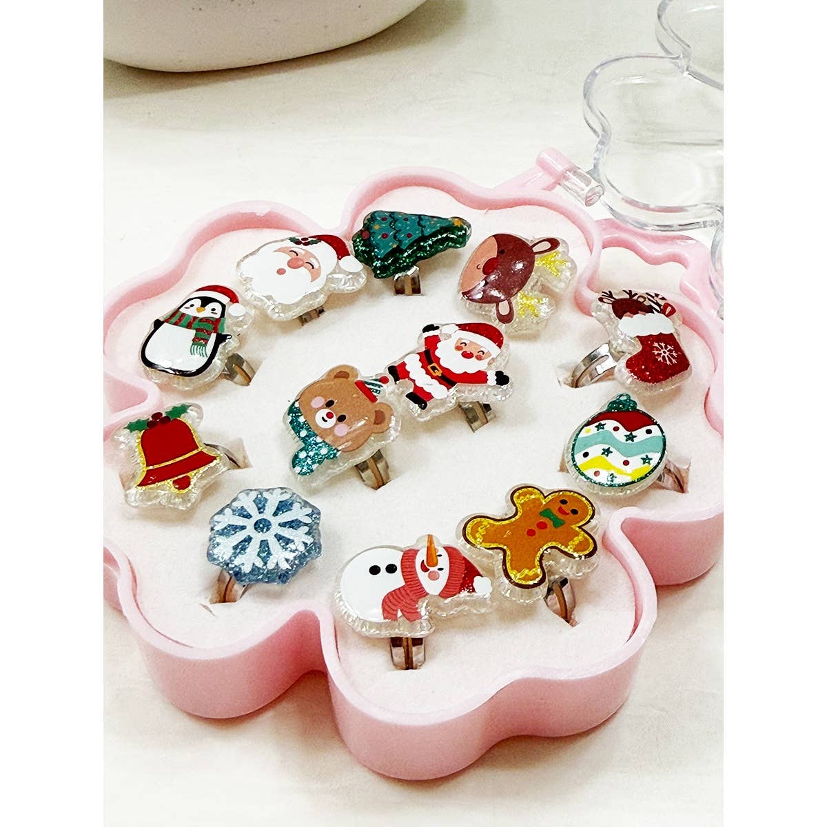 Kids Colorful Adjustable Christmas Rings