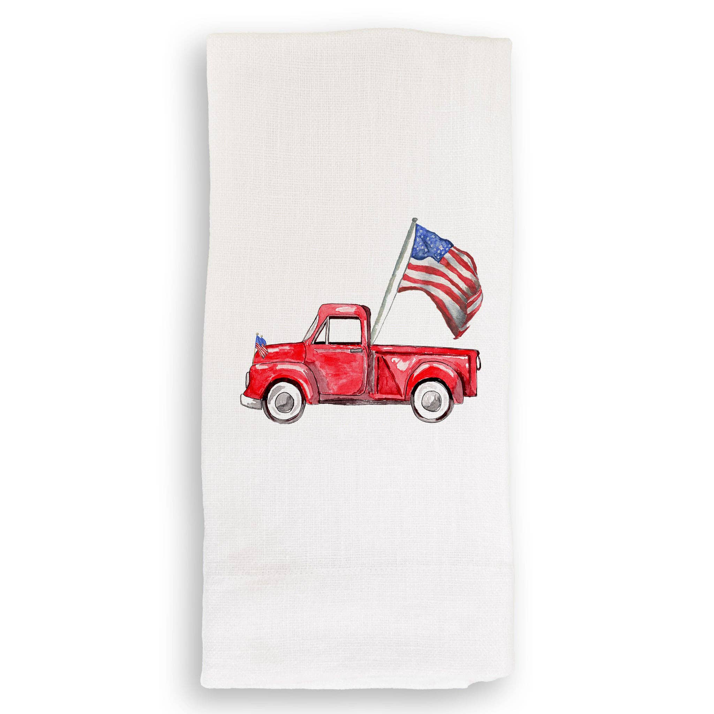 Red Truck with Flag Guest Towel