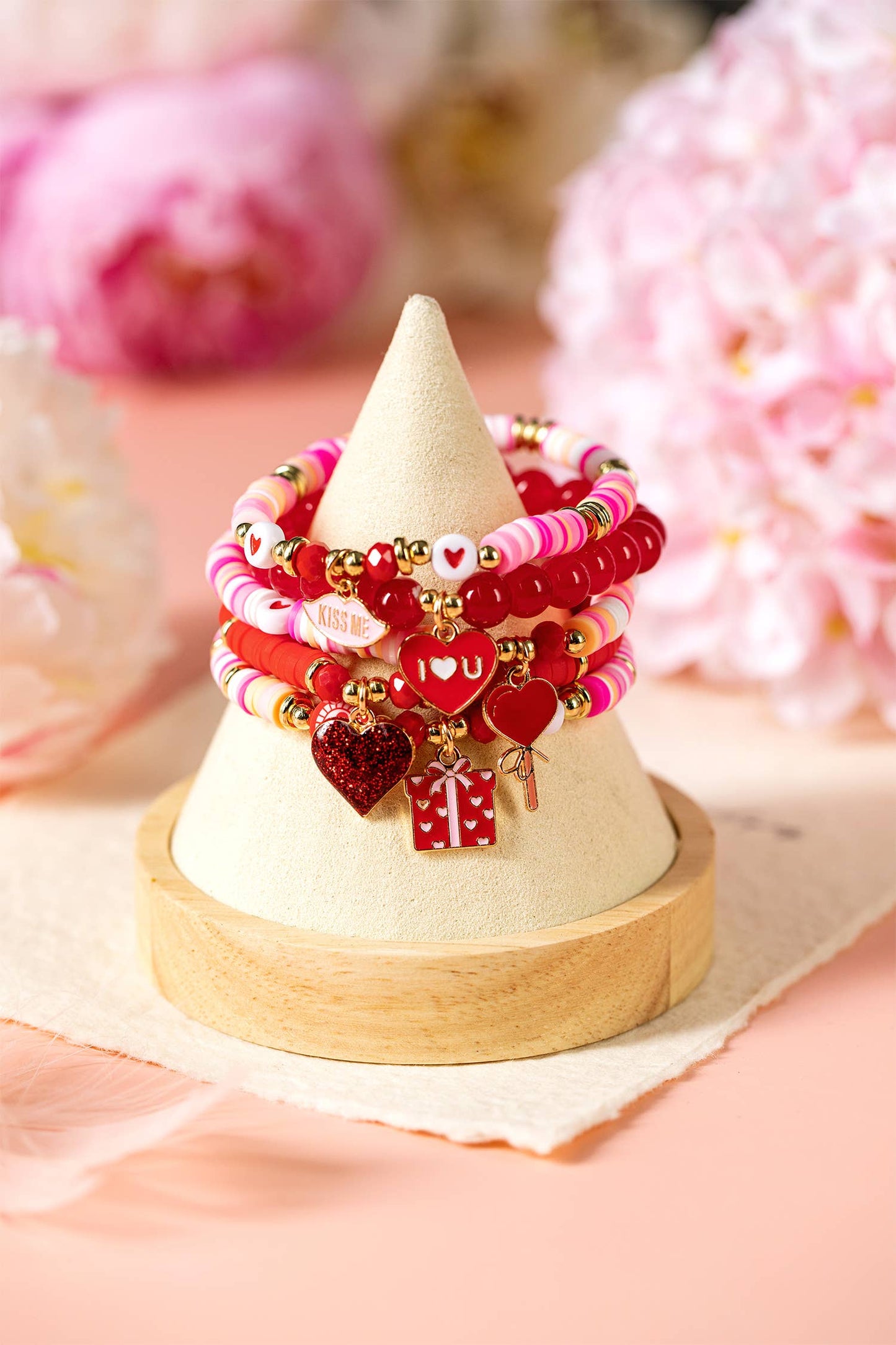 I Love U Valentine's Day Bead Bracelet Set