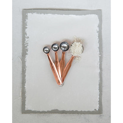 Stainless Steel Measuring Spoons w/ Copper Finish, Set of 4