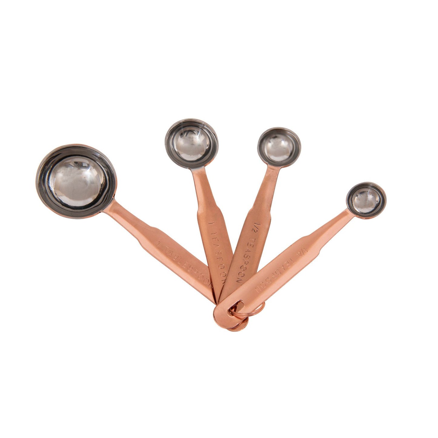 Stainless Steel Measuring Spoons w/ Copper Finish, Set of 4