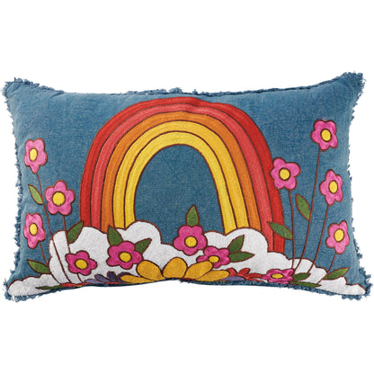 Rainbow & Flowers Pillow