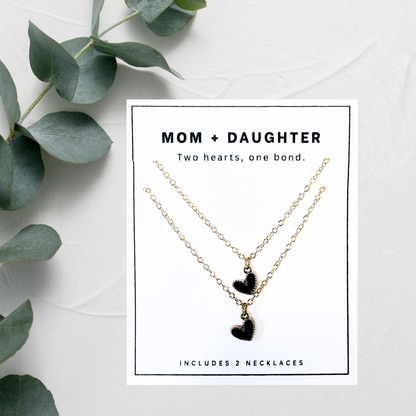 Mom & Daughter Heart Necklace Set