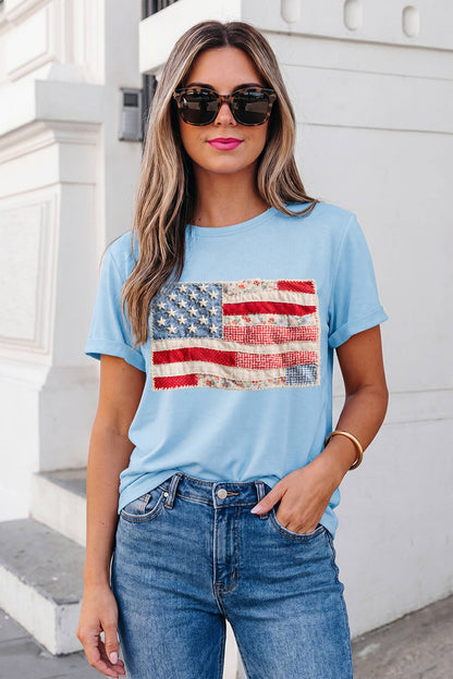 Faux USA Flag Graphic Tee