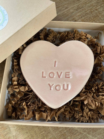 Ceramic Heart Ring Dish - I Love You