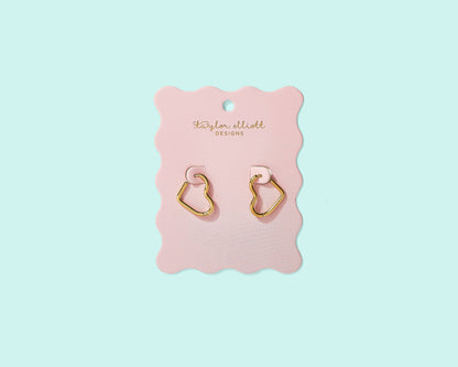 Gold-Plated Hearts Huggie Earrings