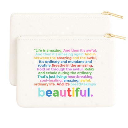Life is Amazing Colorblock Makeup Pouch