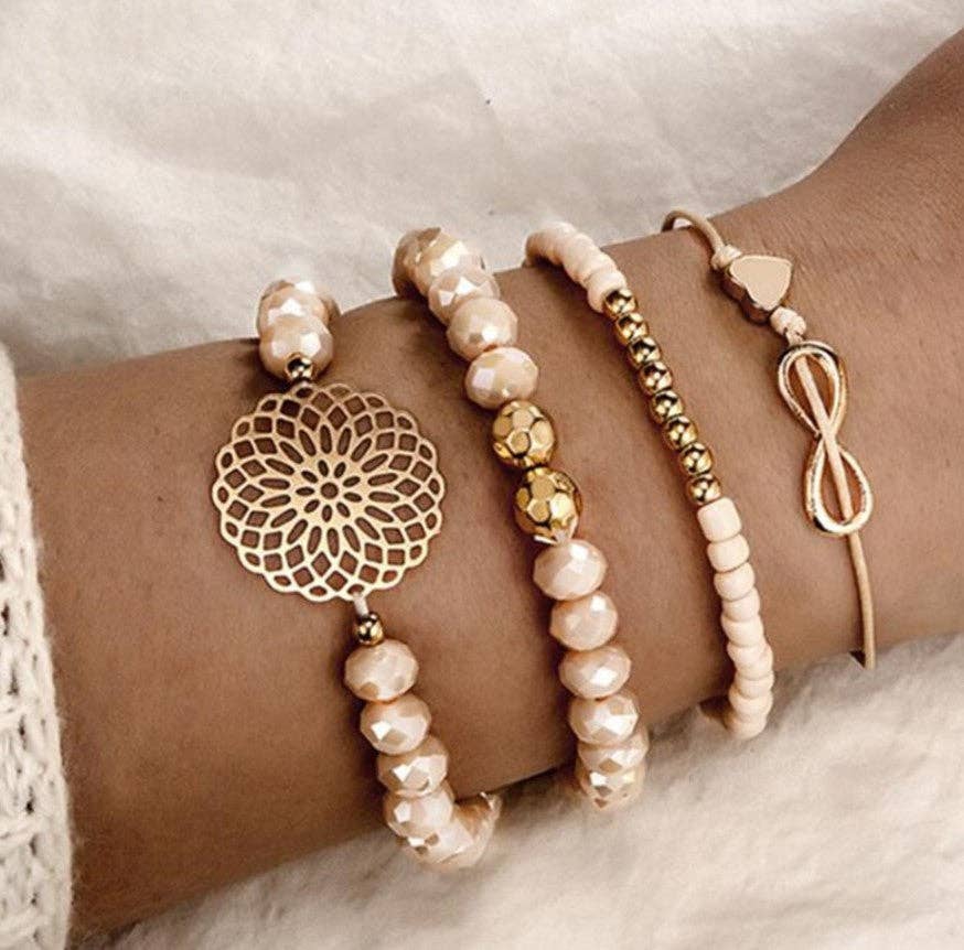 Rose Gold Stretchy Bracelet Set