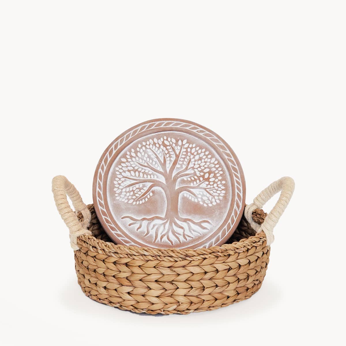Round Handmade Bread Warmer & Wicker Basket - Tree of Life