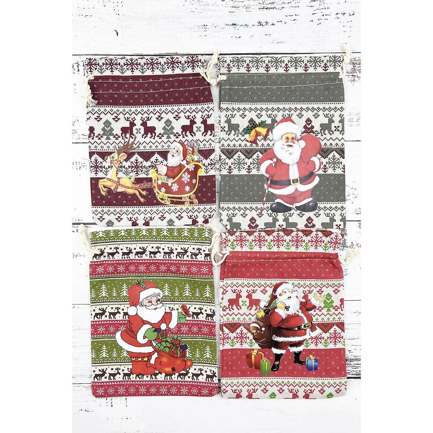 Christmas Print Drawstring Gift Pouch