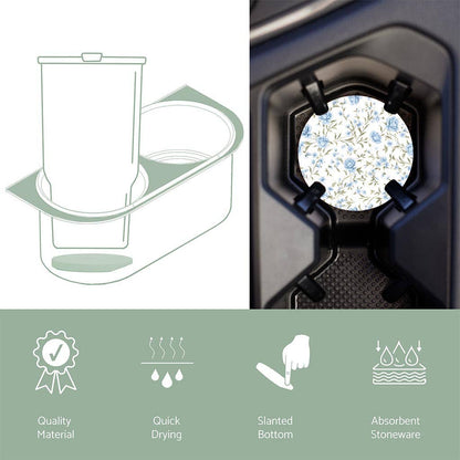 Blue Floral Pattern Car Coaster