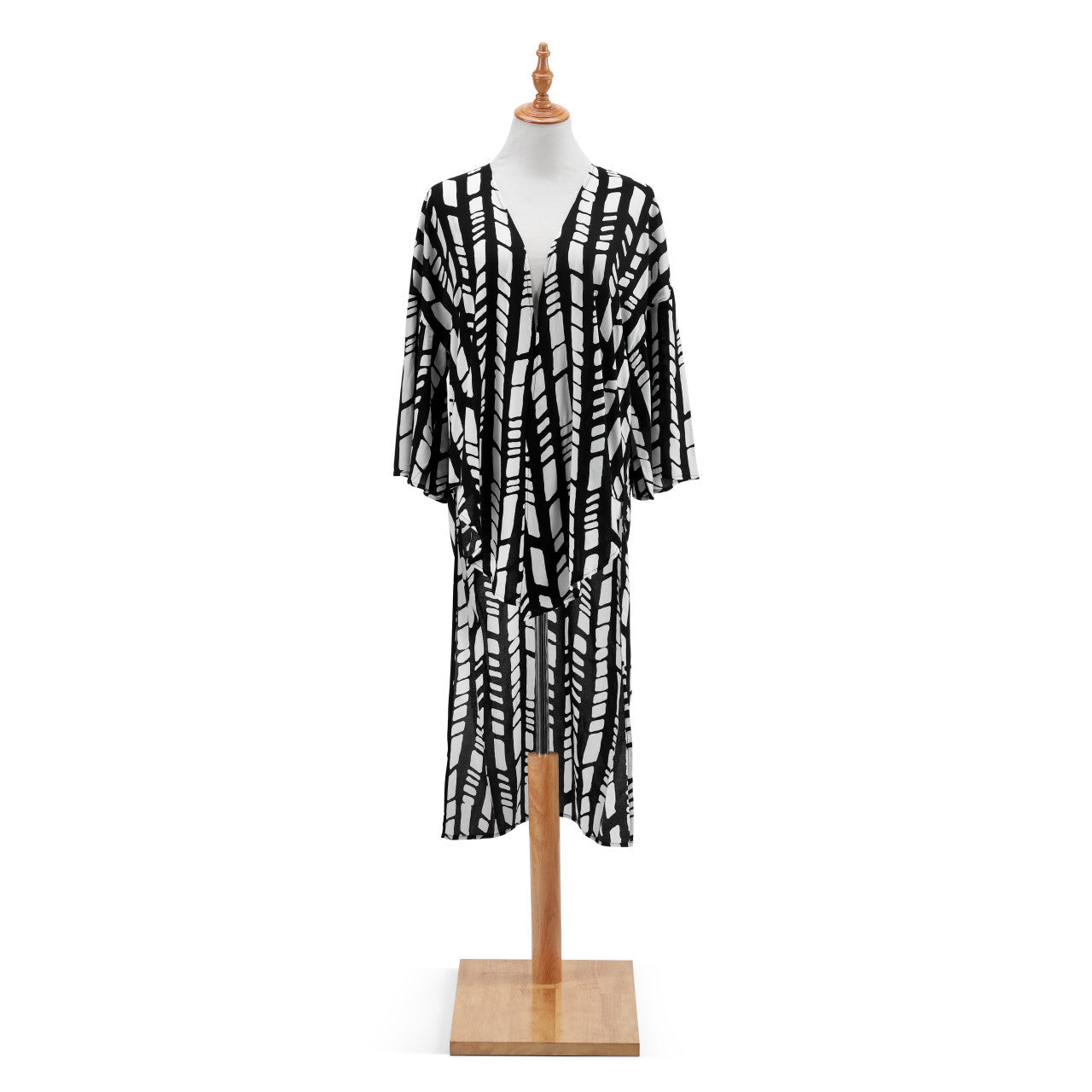 Tie Front Duster - Black & White