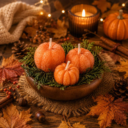 Autumn Pumpkin Wood Wick Candle Bowl