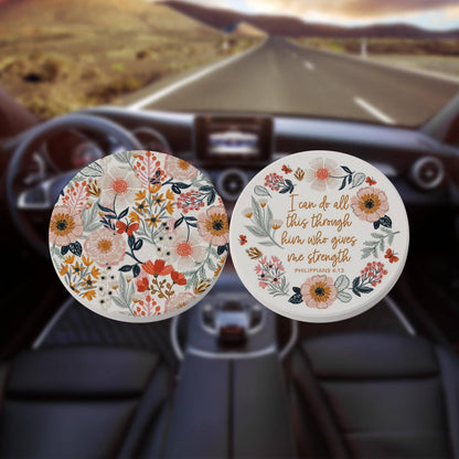 Kalia Lane Floral Bible Verse Car Coaster Set