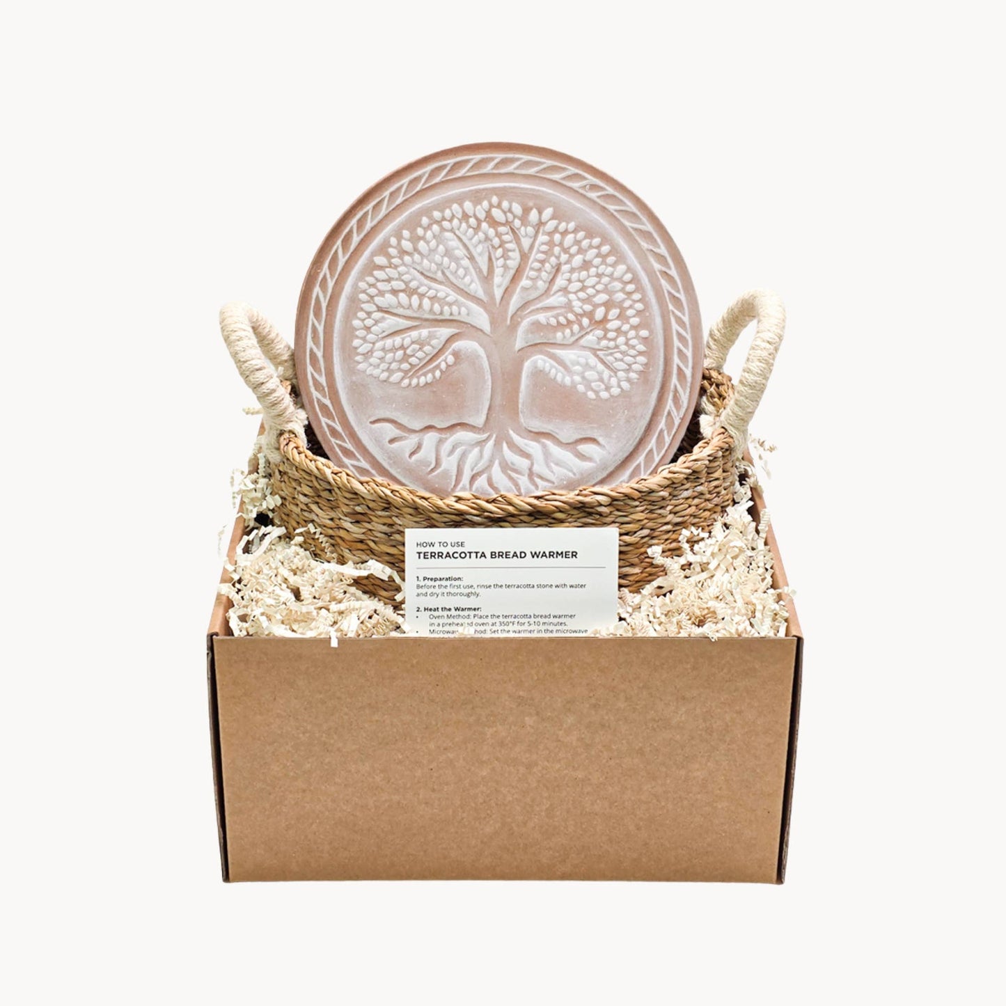 Round Handmade Bread Warmer & Wicker Basket - Tree of Life