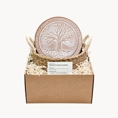 Round Handmade Bread Warmer & Wicker Basket - Tree of Life