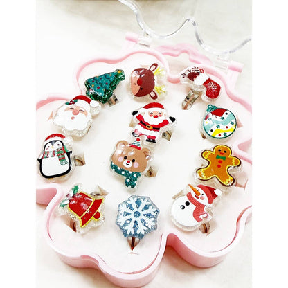Kids Colorful Adjustable Christmas Rings