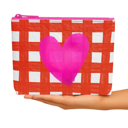 Pink & Red Check Makeup Pouch