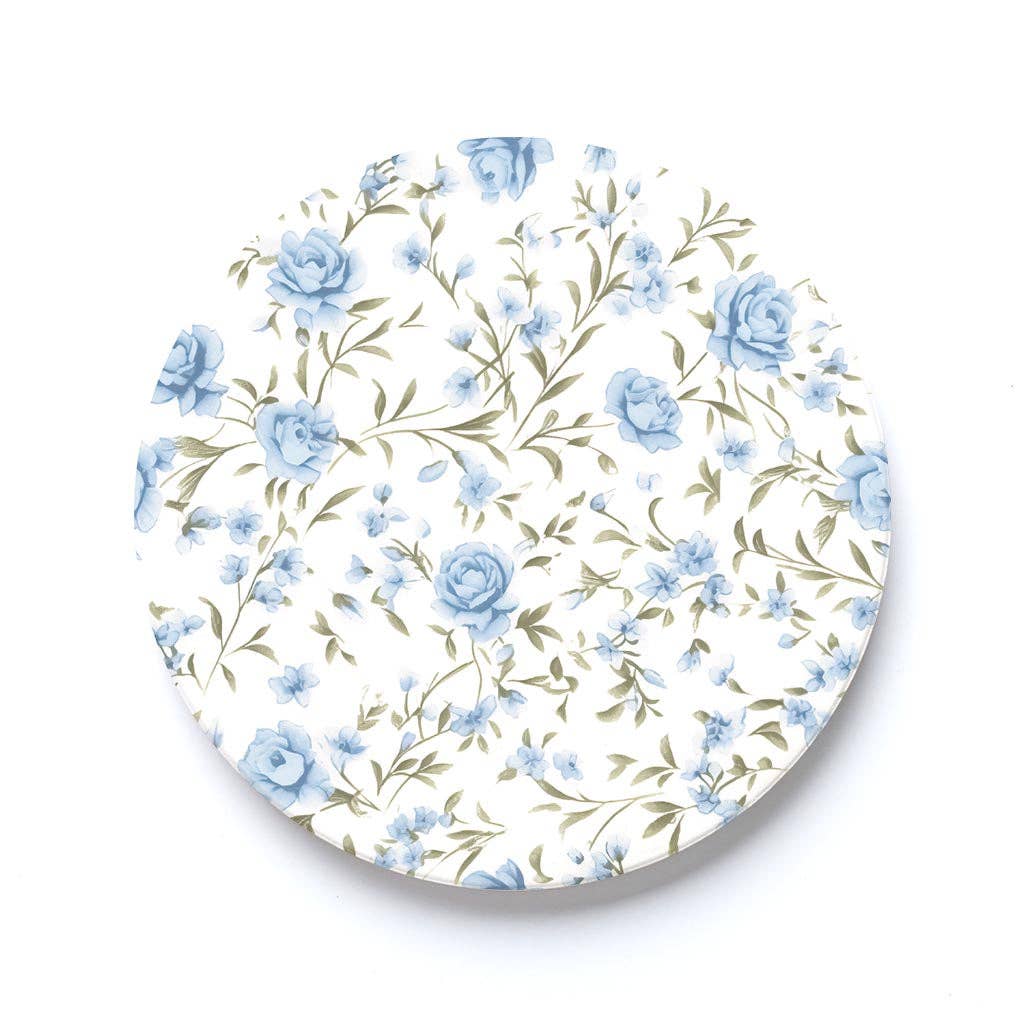 Blue Floral Pattern Car Coaster
