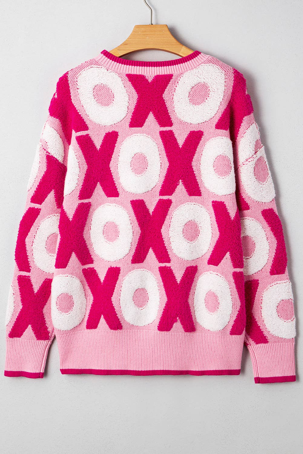 XOXO Pattern Drop Shoulder Sweater