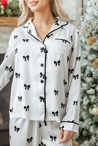 Bow Knot Print Pajama Set