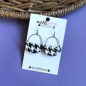 Houndstooth Cork Hoop Earrings