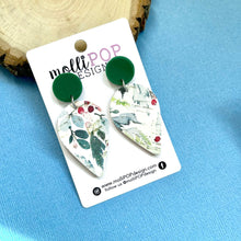 Load image into Gallery viewer, Flipped Teardrop Cork Leather Earrings - Holly Berry