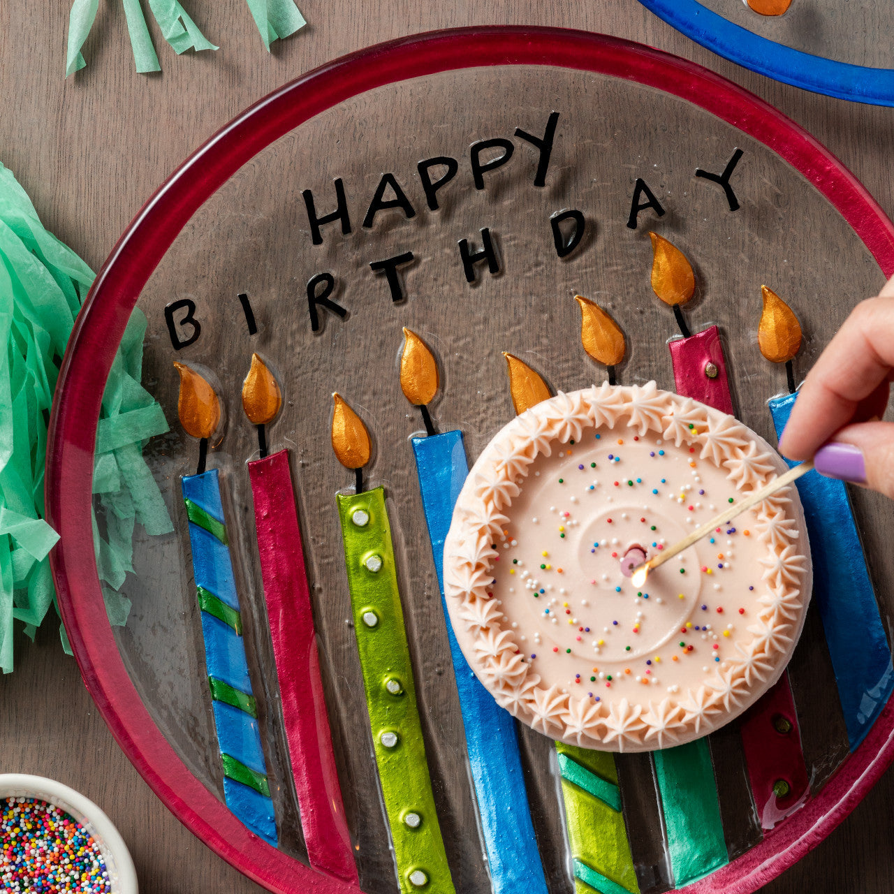 Birthday Candles Round Plate