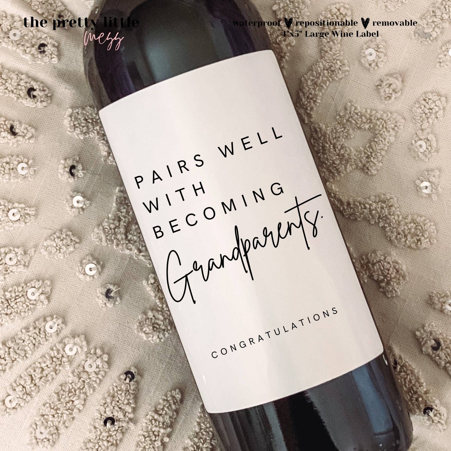 Becoming Grandparents - Wine Bottle Label