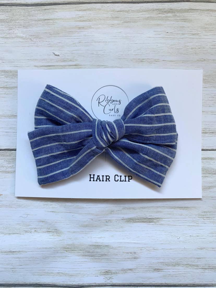 Bow Clip - Fresh Linen Blue