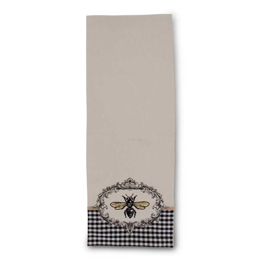 Cream Table Runner w/Embroidered Bee Crest