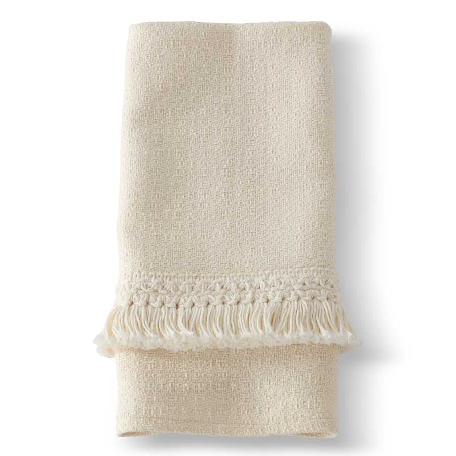 White Cotton Towel w/Layers of Fringe