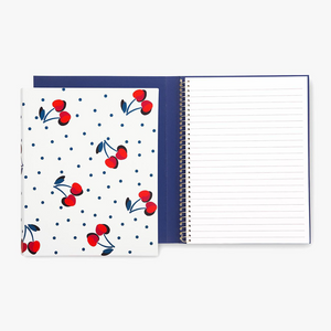 Concealed Spiral Notebook,  Vintage Cherry Dot