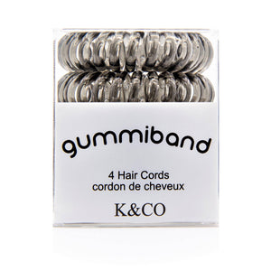 Box of 4 GummiBand Hair Cords, Hair Ties - Gray