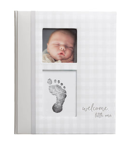 Gingham Baby Memory Book and Clean-Touch Ink Pad, Gray