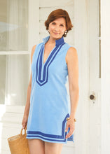 Load image into Gallery viewer, Blue/Navy Trim Sleeveless Terry Tunic