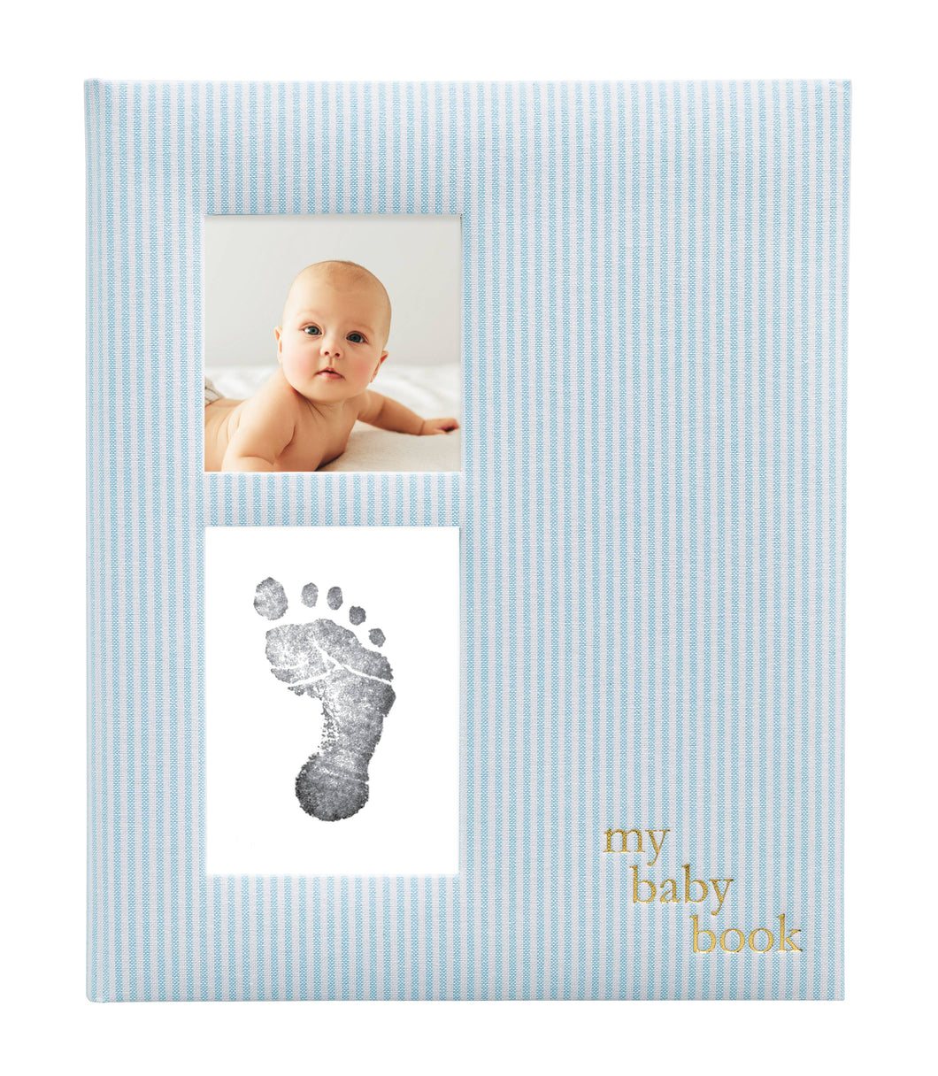 Seersucker Baby Book and Clean-Touch Ink Pad, Blue