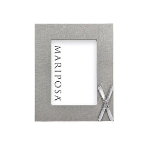 Gray Linen with Crossed Skis Frame