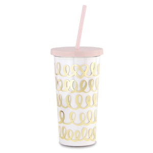 Tumbler With Straw, Heart Knot