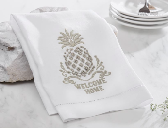 Welcome Home French Knot Pineapple Towel.