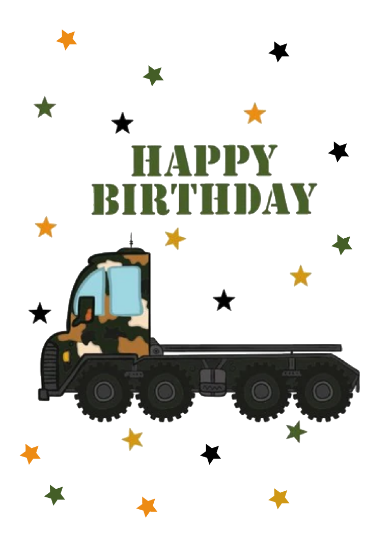Camo Truck Birthday Card