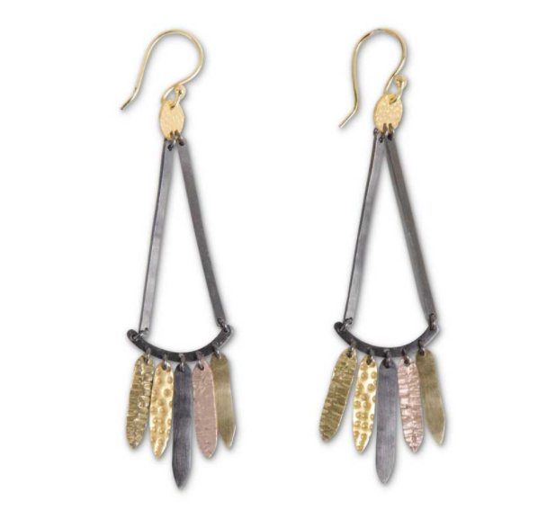 Tri Color Triangle Earrings