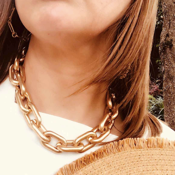 Avril Statement Necklace in Worn Gold