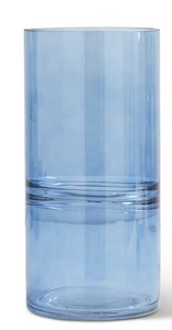 Blue Glass Cylinder Vases - Medium