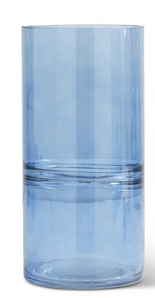 Blue Glass Cylinder Vases - Large