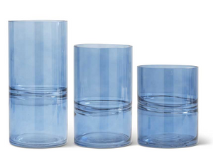 Blue Glass Cylinder Vases - Small